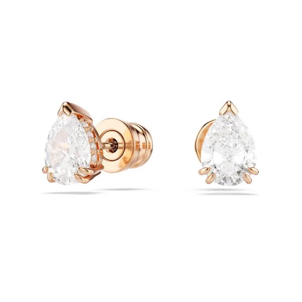 Swarovski Σκουλαρίκια με καραφάκι Stilla Κοπή Pear, Λευκά, Επιμετάλλωση σε ροζ χρυσαφί τόνο 5734248