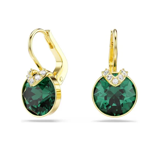 Swarovski Σκουλαρίκια-σταγόνα Bella V Στρογγυλή κοπή, Πράσινα, Επιμετάλλωση σε χρυσαφί τόνο 5735389