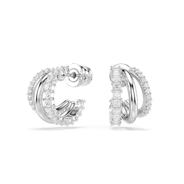 Swarovksi Σκουλαρίκια Ασημί με Λευκή Πέτρα 