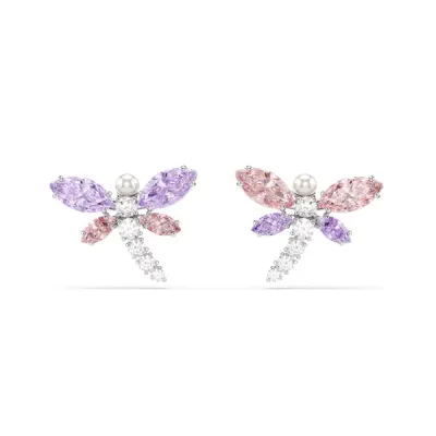 Swarovski Σκουλαρίκια με καραφάκι Μείξη κοπών, Λιβελούλα, Πολύχρωμα, Επιμετάλλωση ροδίου 5737371
