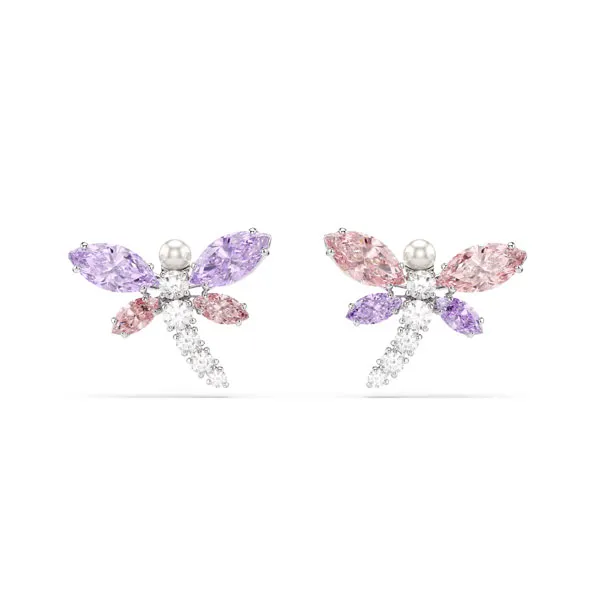Swarovski Σκουλαρίκια με καραφάκι Μείξη κοπών, Λιβελούλα, Πολύχρωμα, Επιμετάλλωση ροδίου 5737371