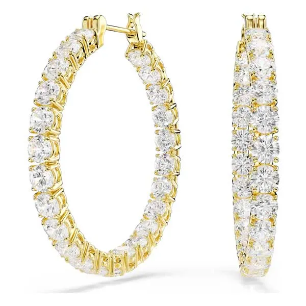 Swarovski Κρίκοι Matrix Στρογγυλή κοπή, Λευκά, Επιμετάλλωση σε χρυσαφί τόνο