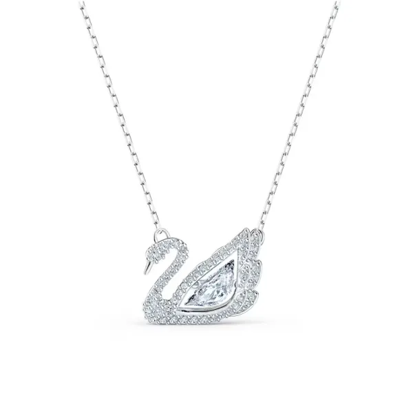 SWAROVSKI Κολιέ Dancing Κύκνος, Λευκό, Επιμετάλλωση ροδίου 5514421