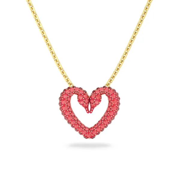 SWAROVSKI μενταγιόν Ούνα Παβέ, Καρδιά, Μικρό, Κόκκινο, Επιχρυσωμένο 5634723