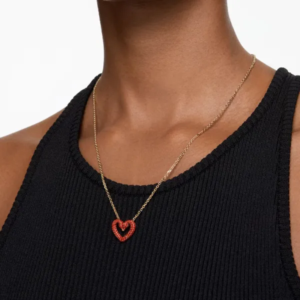 SWAROVSKI μενταγιόν Ούνα Παβέ, Καρδιά, Μικρό, Κόκκινο, Επιχρυσωμένο 5634723