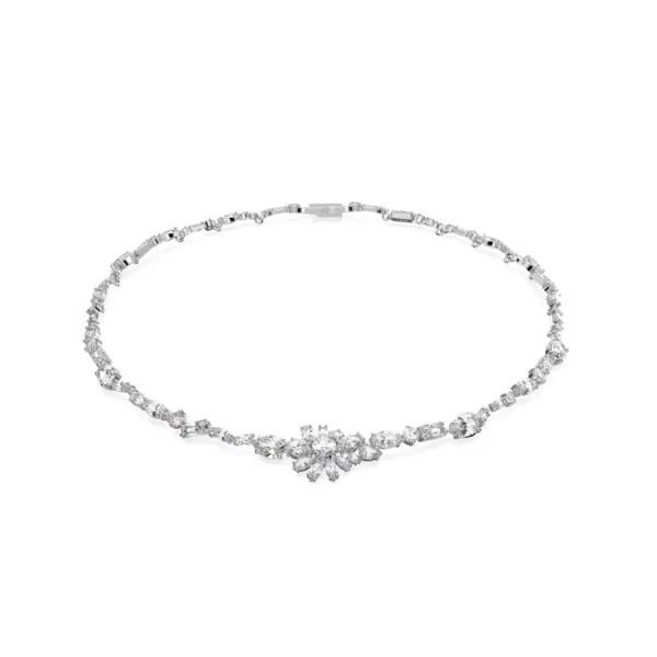 Swarovski Κολιέ Gema Μικτά κοψίματα, Λουλούδι, Λευκό, Ρόδιο 5644666