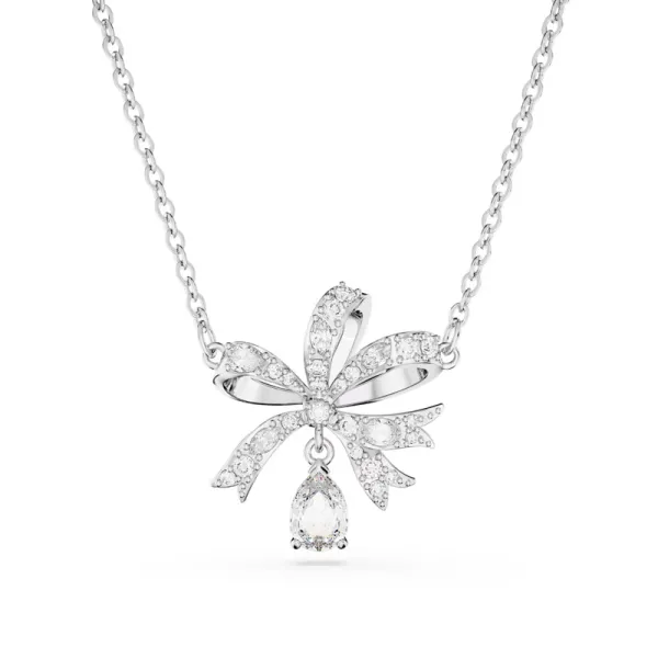 SWAROVSKI Necklace Volta Bow, Small, White, Rhodium Plated 5647583