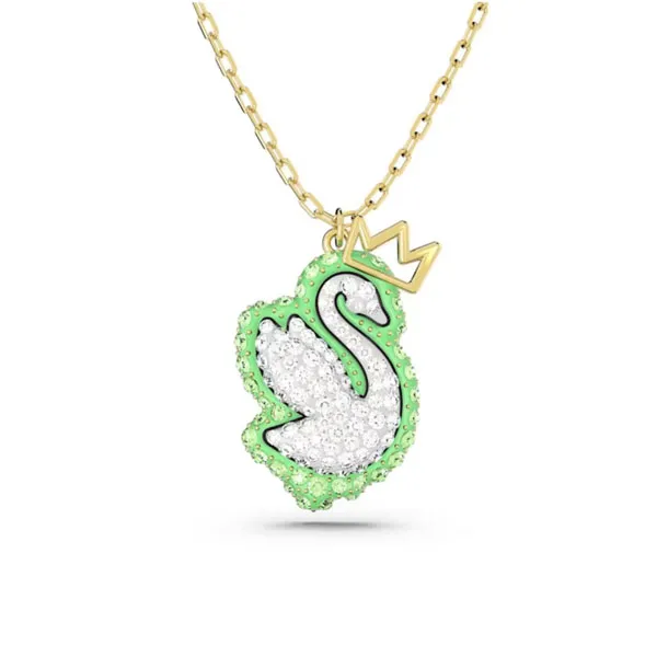 SWAROVSKI Μενταγιόν Swan Κύκνος, Mακρύ, Λαχανί, Επιμετάλλωση ροδίου 5649198