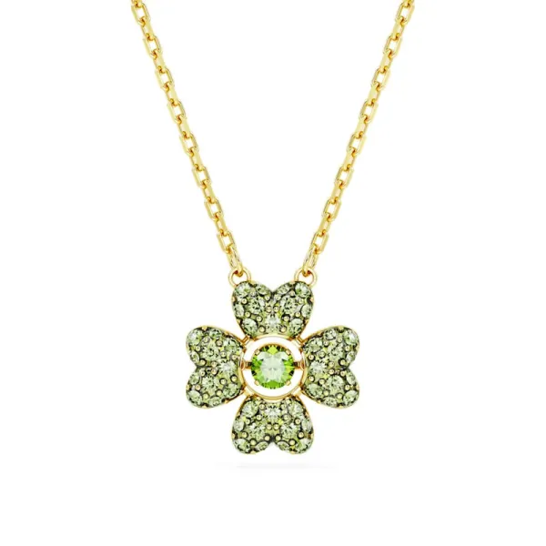 Swarovski Idyllia pendant Clover, Green, Gold-tone plated 5671144