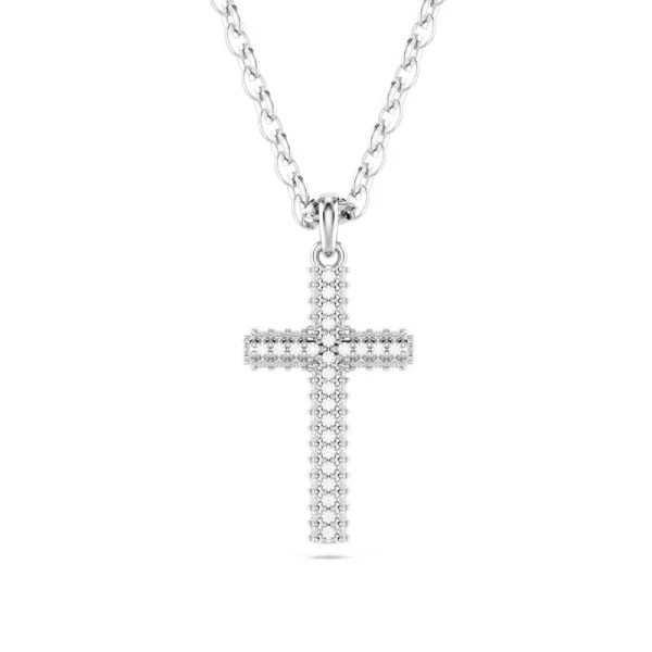 Swarovski μενταγιόν, Σταυρός, Λευκό, Ρόδιο 5675577