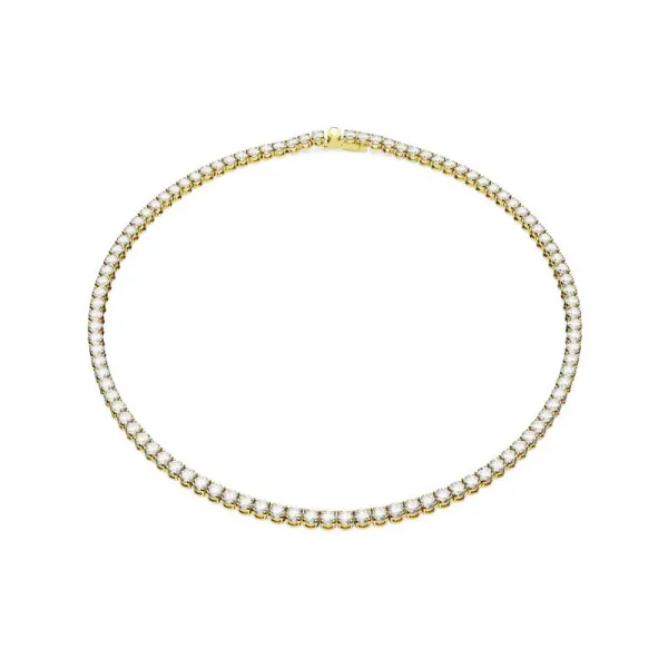 Swarovksi Κολιέ Matrix Tennis Στρογγυλό κόψιμο, Λευκό, επίχρυσο 5681795