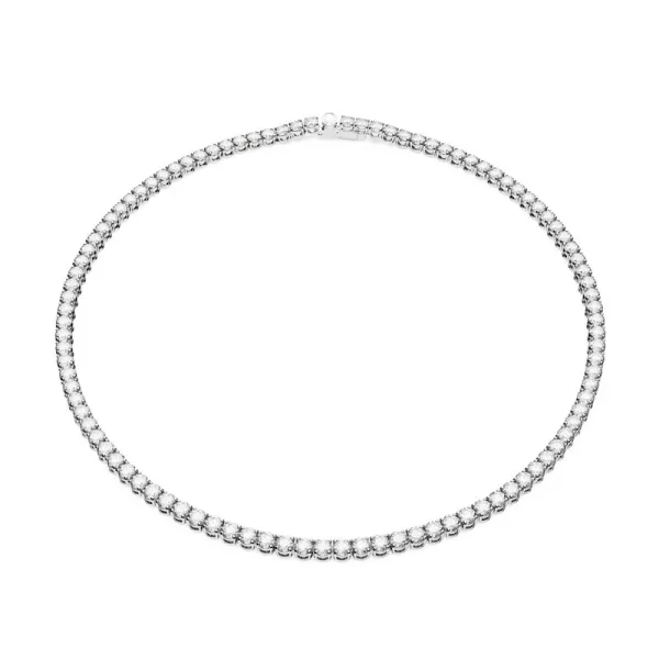 Swarovski Κολιέ Matrix Tennis Στρογγυλή κοπή, Λευκό, Επιμετάλλωση ροδίου 5681801