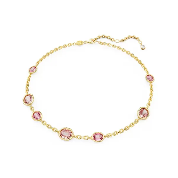 Swarovski Κολιέ Imber σε κόψιμο οκτάγωνο, ροζ, επιχρυσωμένο 5684239