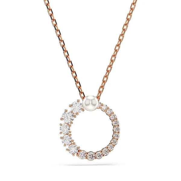 Swarovski Μενταγιόν Κρυστάλλινο Matrix με πέρλα Λευκό, Επιμετάλλωση σε ροζ χρυσαφί τόνο 5692265