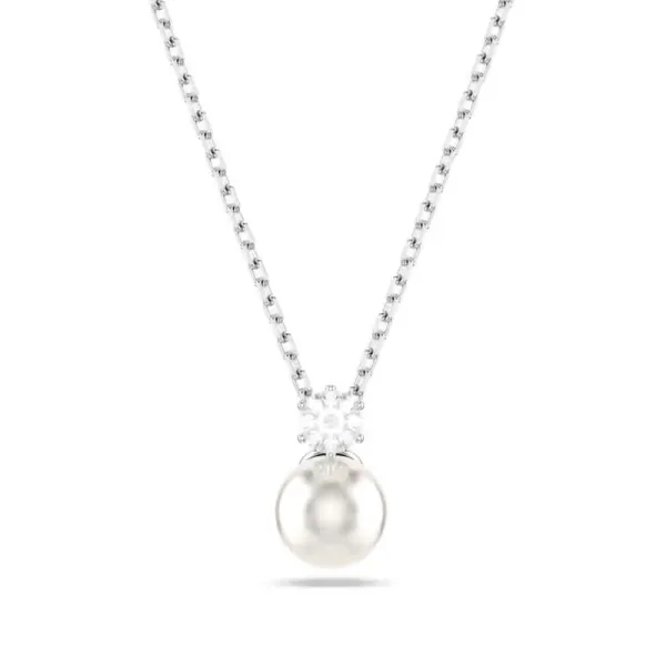 Swarovski Μενταγιόν Κρυστάλλινο Matrix με πέρλα, Λευκό, Επιμετάλλωση ροδίου 5693897