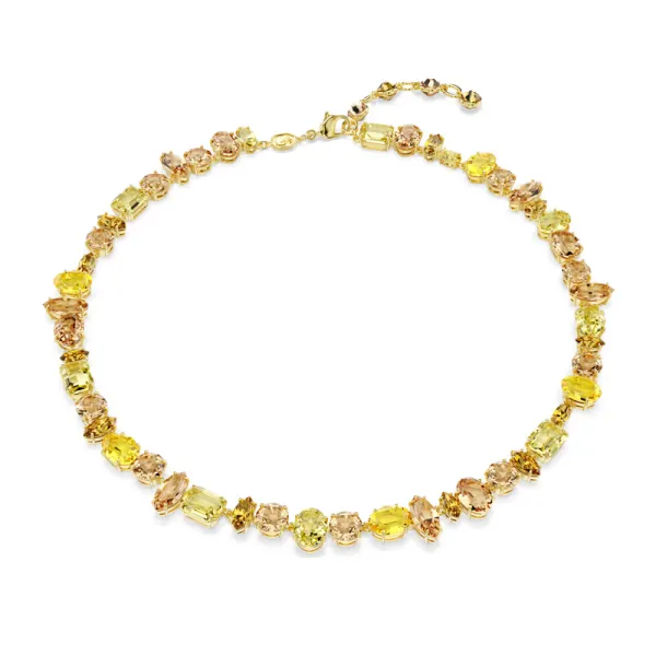 Swarovski Κολιέ Tennis Gema Μείξη κοπών, Κίτρινο, Επιμετάλλωση σε χρυσαφί τόνο 5718071