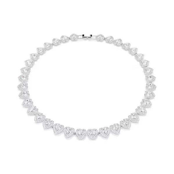 Swarovski Κολιέ Tennis Ariana Grande Μείξη κοπών, Καρδιά, Λευκό, Επιμετάλλωση ροδίου 5720857