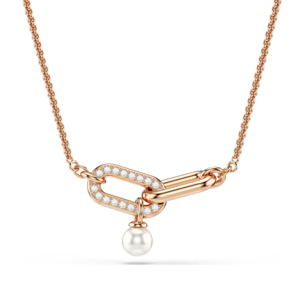 Swarovski Μενταγιόν Constella Crystal pearl, Στρογγυλή κοπή, Λευκό, Επιμετάλλωση σε ροζ χρυσαφί τόνο 5728589