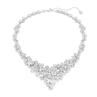 Swarovski Κολιέ Constella Μείξη κοπών, Αγκράφα, Λευκό, Επιμετάλλωση ροδίου 5732249