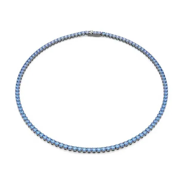 Swarovksi Κολιέ Tennis Matrix Στρογγυλή κοπή, Μπλε, Επιμετάλλωση ρουθηνίου 5743451
