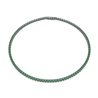 Swarovksi Κολιέ Tennis Matrix Στρογγυλή κοπή, Πράσινο, Επιμετάλλωση ρουθηνίου 5743471
