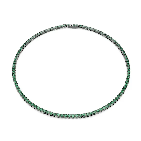 Swarovksi Κολιέ Tennis Matrix Στρογγυλή κοπή, Πράσινο, Επιμετάλλωση ρουθηνίου 5743471