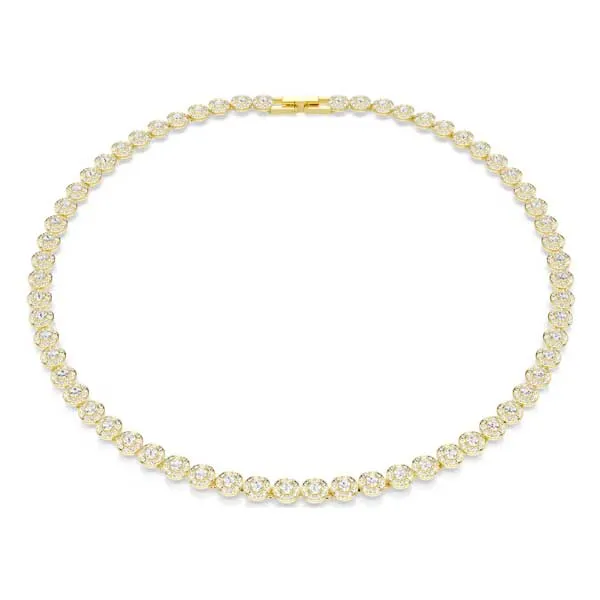 Swarovski Κολιέ Una Angelic Στρογγυλή κοπή, Mικρό, Λευκό, Επιμετάλλωση σε χρυσαφί τόνο