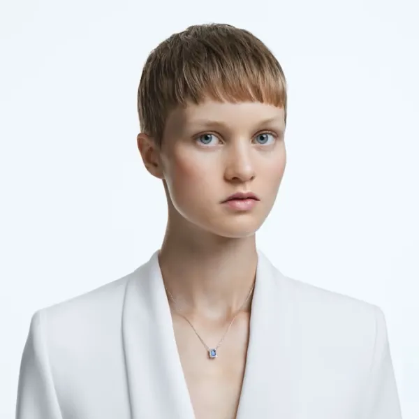 Swarovski Κολιέ Χιλιετίες Οκτάγωνο κομμένο Swarovski ζιρκονία, μπλε, ρόδιο 5614926