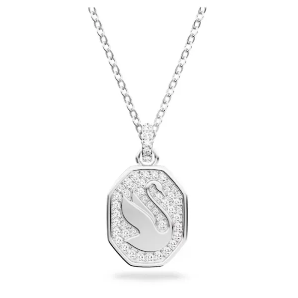 Swarovski Μενταγιόν Υπογραφή Κύκνος, Λευκό, Επιμετάλλωση ροδίου 5621098
