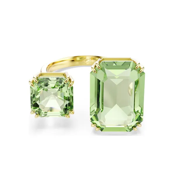 Swarovski δαχτυλίδι Ανοιχτό Millenia με οκτάγωνη κοπή, πράσινο, επιχρυσωμένο σε χρυσό