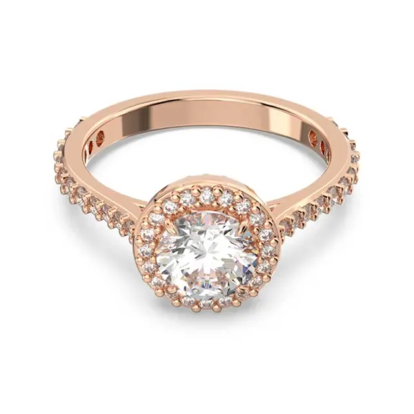 Swarovski Δαχτυλίδι Κονστέλα Στρογγυλό κόψιμο λευκό ροζ επίχρυσο 5639404