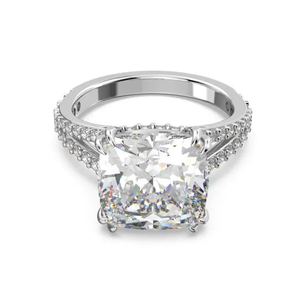 Swarovski Δαχτυλίδι κοκτέιλ Constella σε τετράγωνο κόψιμο, Λευκό, Ρόδιο 5642629