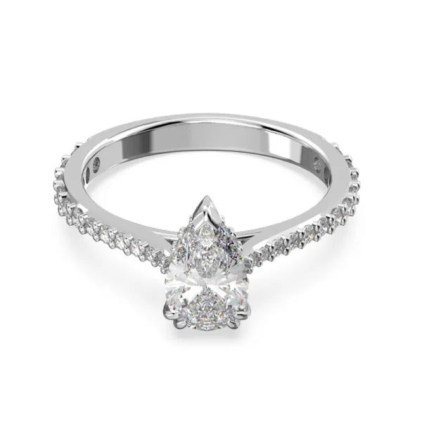 Swarovski Δαχτυλίδι κοκτέιλ Χιλιετίας Κοπή αχλάδι, Πλακόστρωτο, Λευκό, Επιμετάλλωση ροδιού 5642631