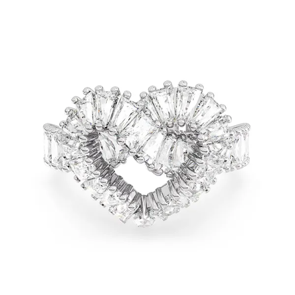 SWAROVSKI Matrix Cocktail Ring Mix Cuts, Heart, White, Rhodium Plated 5647590