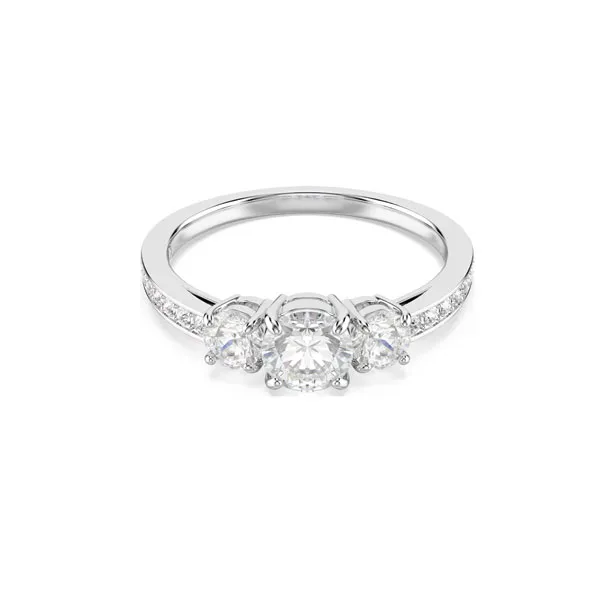 SWAROVSKI Δαχτυλίδι Stilla Attract Στρογγυλή κοπή, Λευκό, Φινίρισμα σε ασημένιο τόνο 