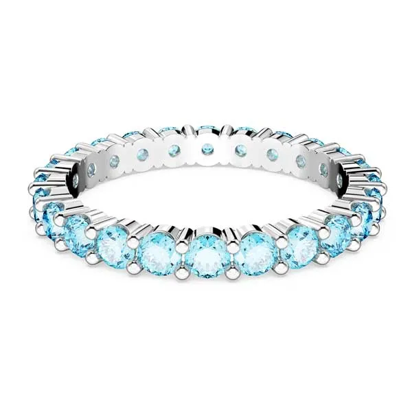 Swarovski Δαχτυλίδι Matrix Στρογγυλή κοπή, Μπλε, Επιμετάλλωση ροδίου
