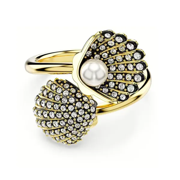 Swarovski Idyllia open ring Crystal pearl, Shell, White, Gold-tone plated 5683951