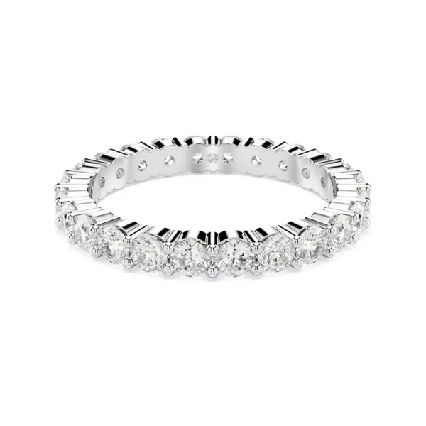 Swarovski Δαχτυλίδι Matrix Vittore Στρογγυλή κοπή, Λευκό, Φινίρισμα σε ασημένιο τόνο 5705605