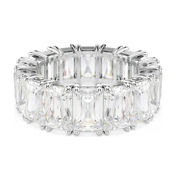Swarovski Δαχτυλίδι Matrix Vittore Κοπή Baguette, Λευκό, Επιμετάλλωση ροδίου 5709279