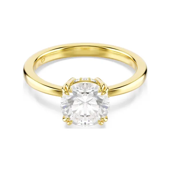 Swarovski Δαχτυλίδι κοκτέιλ Stilla Attract Στρογγυλή κοπή, Λευκό, Επιμετάλλωση σε χρυσαφί τόνο 