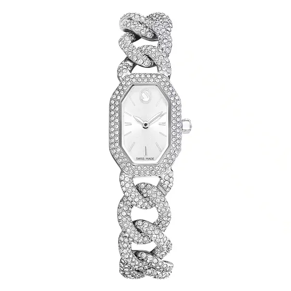 Swarovski Ρολόι Dextera Chain Eλβετικής κατασκευής, Κρυστάλλινο μπρασελέ, Ασημί τόνος, Ανοξείδωτο ατσάλι 5668899