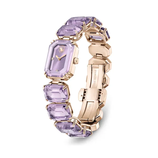 Swarovski Ρολόι με οκταγωνική κοπή, Μοβ, Φινίρισμα σε χρυσό σαμπανί τόνο 5722364