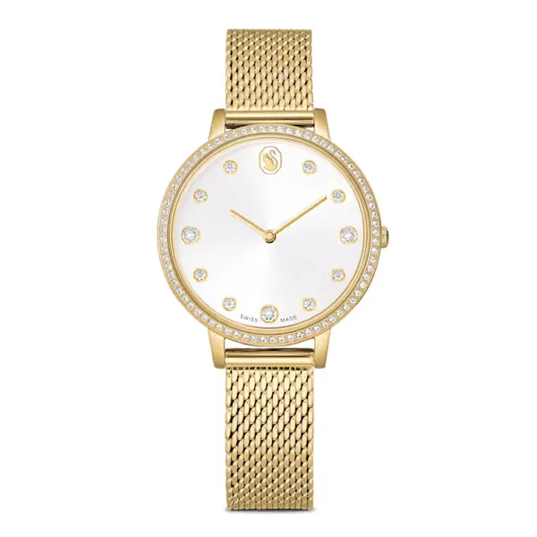 Swarovski Ρολόι Clarica Swiss Made, Μεταλλικό μπρασελέ, Χρυσαφί τόνος, Φινίρισμα σε χρυσό τόνο 5740823